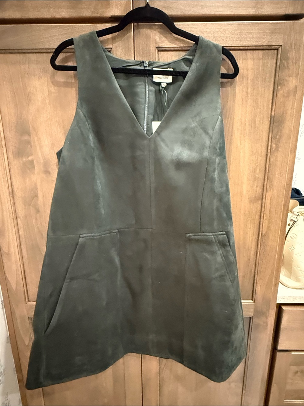 NWT Tuckernuck Olive Suede Sleeveless V-Neck Mini Dress